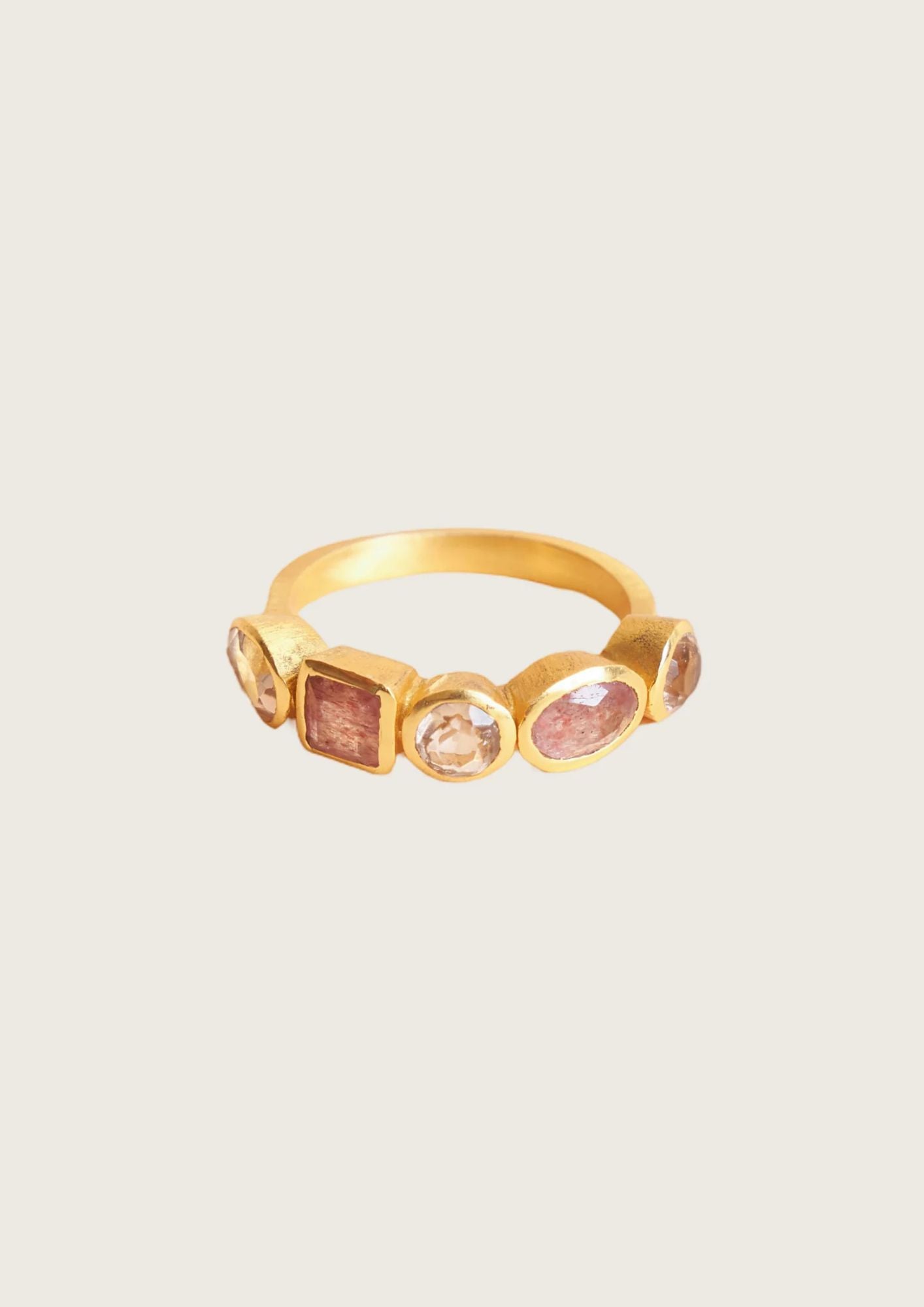 Jasni ring - Morganite / Strawberry Quartz / 52 - ring