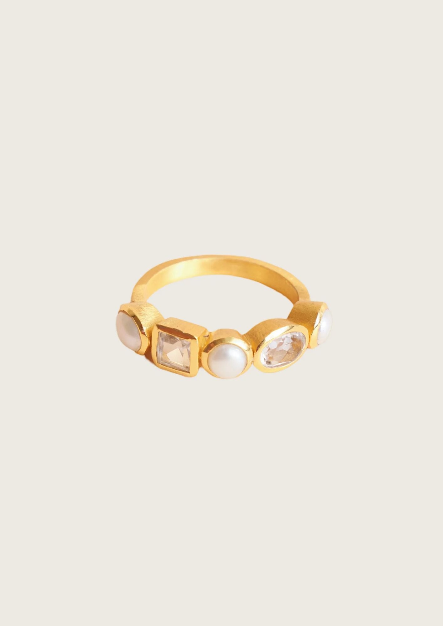 Jasni ring - White Pearl / Clear Quartz / 52 - ring